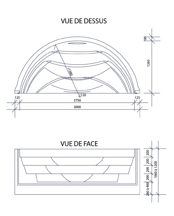 Dimensions escalier roman transat 3.00m