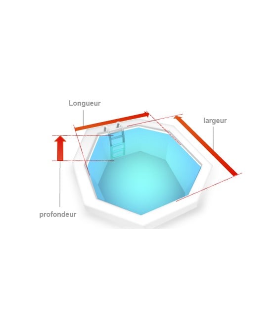 Liner piscine 75/100 bleu clair pour piscine Octogonale (sur mesure)