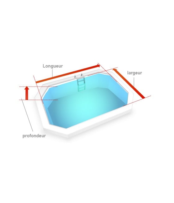 Liner piscine Octogonale Allongée 75/100 bleu foncé (sur mesure)