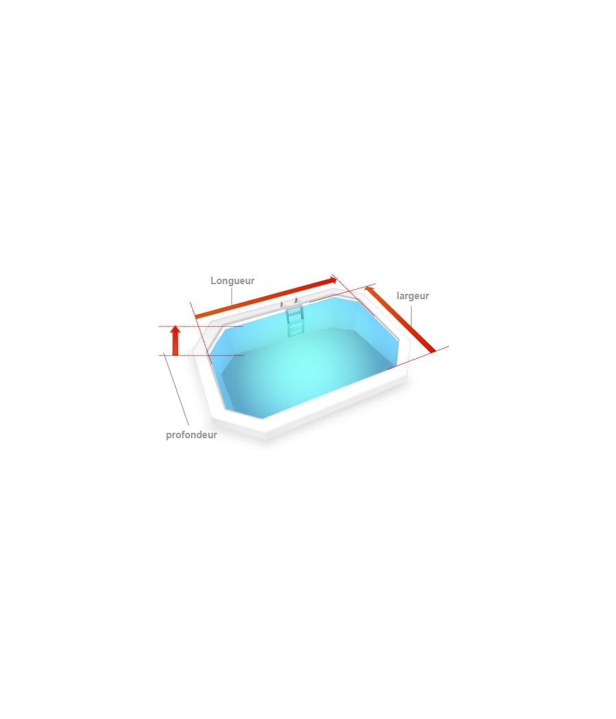 Liner piscine Octogonale Allongée 75/100 blanc (sur mesure)