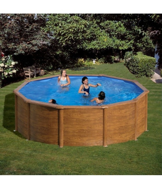 Piscine hors sol acier aspect bois Alto Eco -Ronde D. 2.40m - H 1.20m