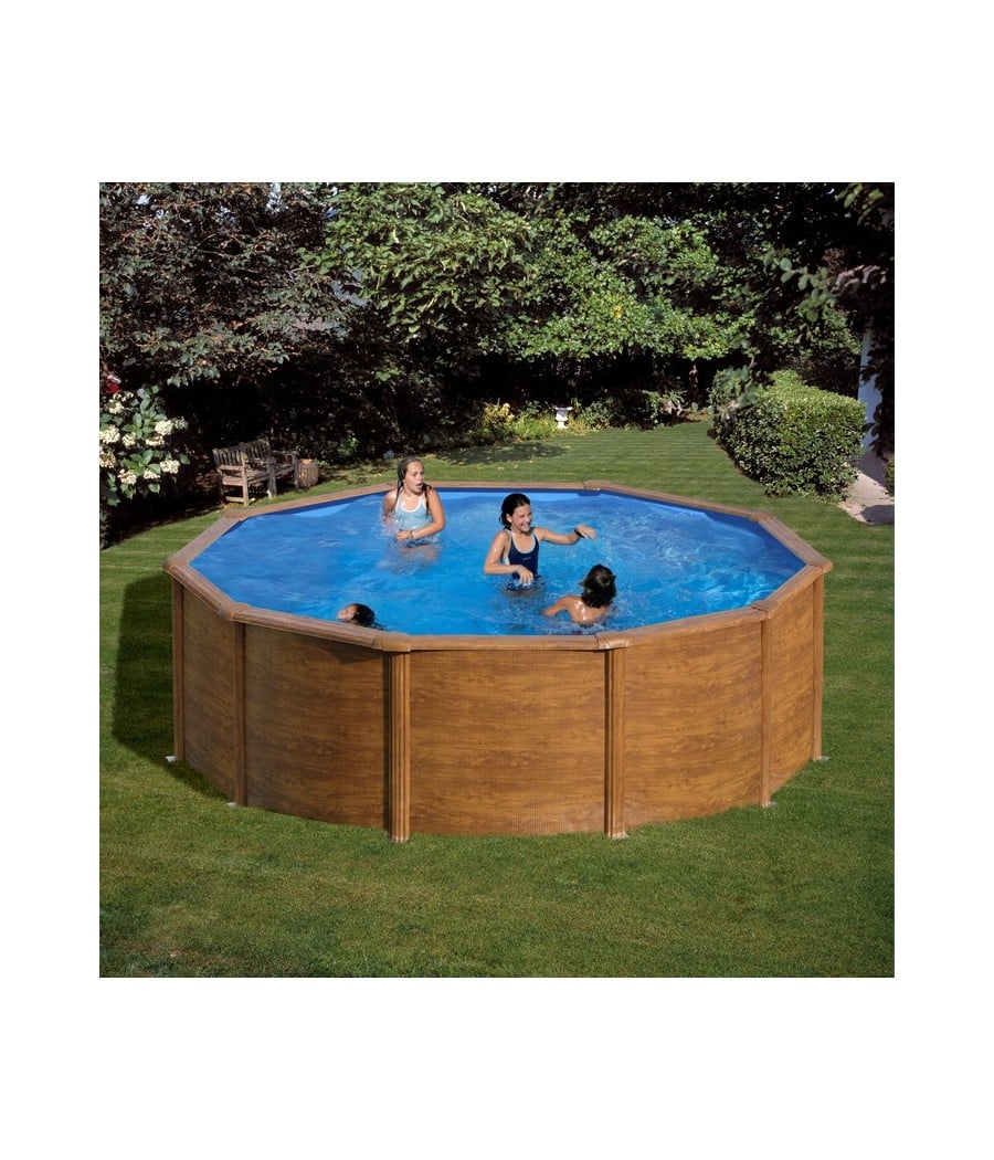 Piscine hors sol acier aspect bois Alto Eco -Ronde D. 2.40m - H 1.20m