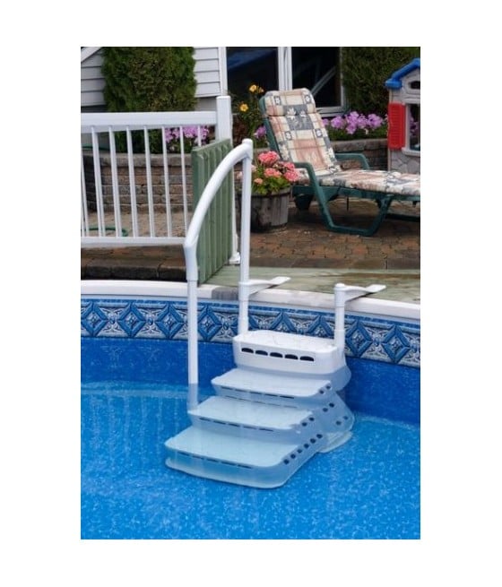 Escalier AQUARIUS pour piscines hors sol en bois avec rampes inox;Escalier Aquarius