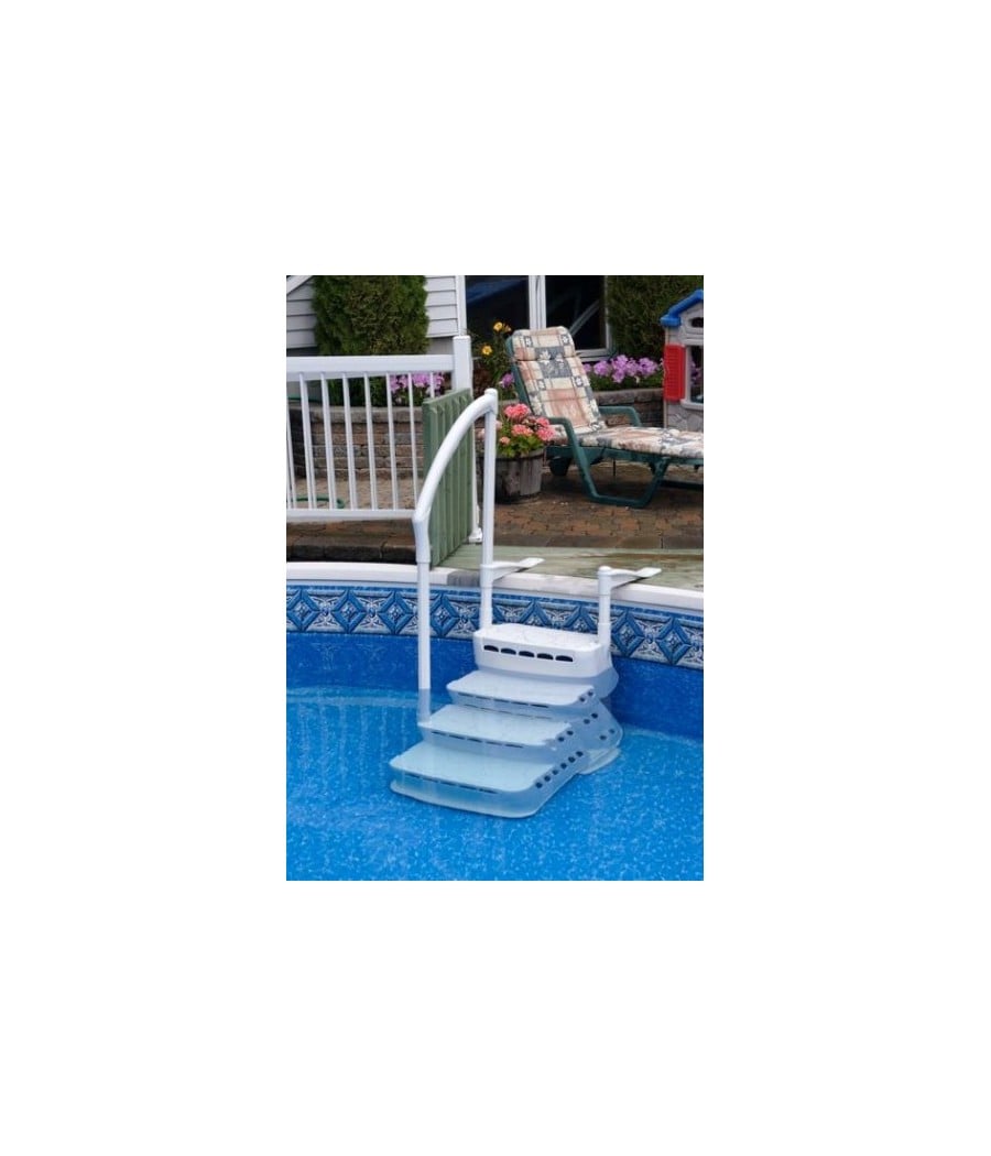 Escalier AQUARIUS pour piscines hors sol en bois avec rampes inox;Escalier Aquarius