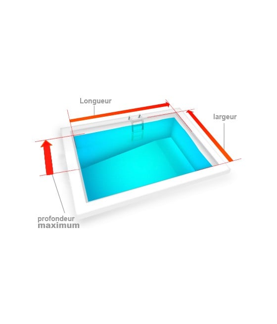 Liner piscine 75/100 Rectangulaire Pente composée type 2 bleu clair (sur mesure)