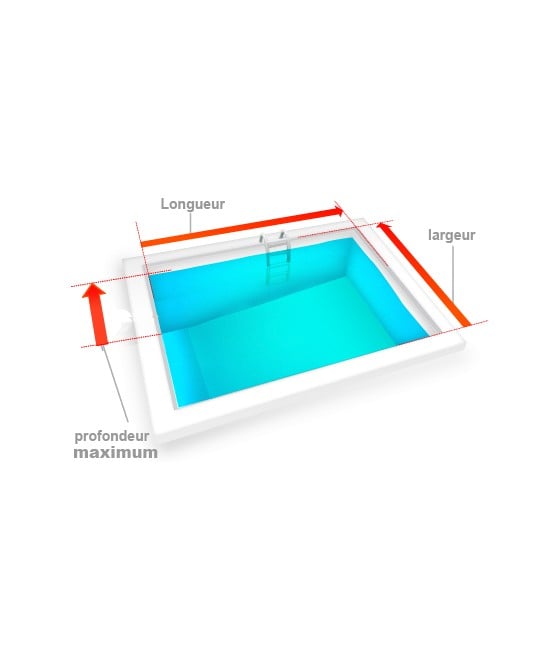 Liner piscine 75/100 turquoise pour piscine Rectangulaire Pente composée type 3 (sur mesure)