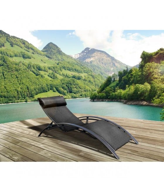 Bain de soleil aluminium et textilène noir