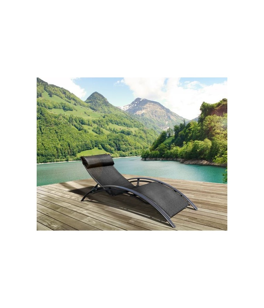 Bain de soleil aluminium et textilène noir