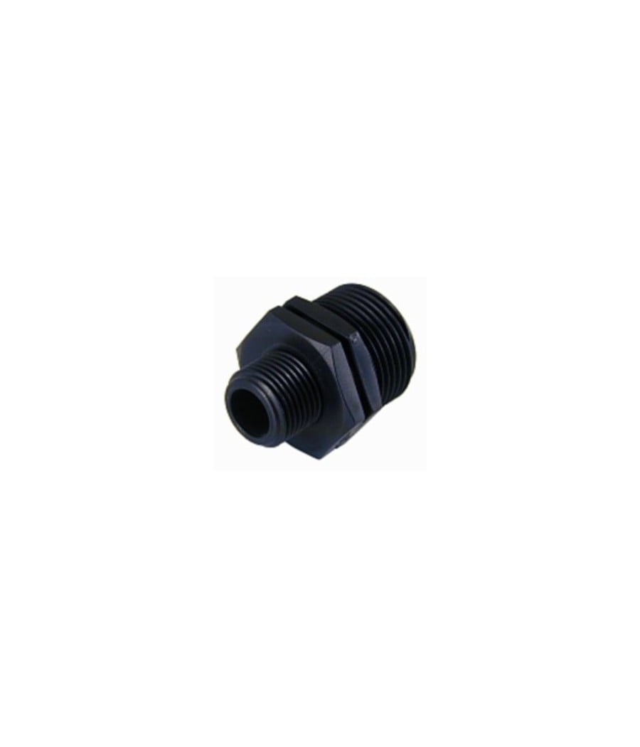 Réduction filetée pour tuyau pe ou pp 075po mâle vers 050po mâle Réduction filetée pour tuyau pe ou pp 075po mâle vers 050po mâle