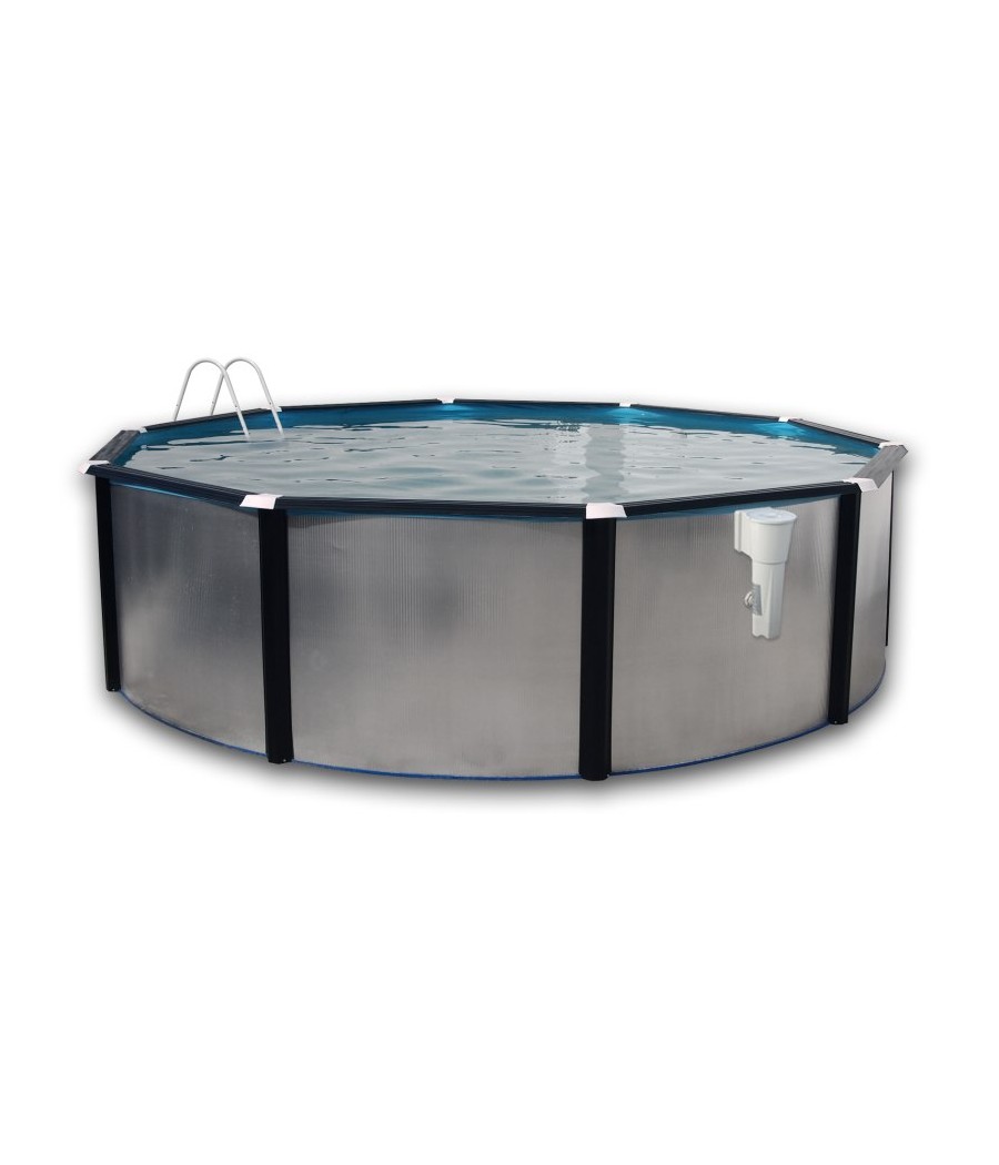 Piscine hors sol Silver D. 3.50m x 1.20m skimmer filtrant;Structure piscine hors sol Silver noire