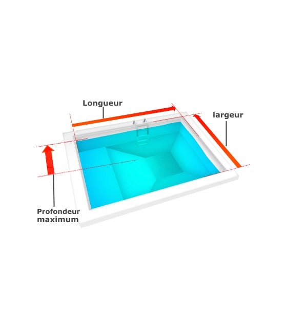 Liner piscine 75/100 Rectangulaire Tronc de pyramide bleu clair (sur mesure);Liner piscine 75/100 Rectangulaire Tronc de pyramid