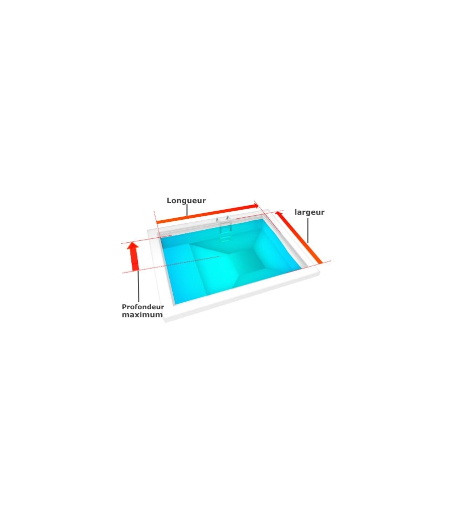 Liner piscine 75/100 Rectangulaire Tronc de pyramide bleu clair (sur mesure);Liner piscine 75/100 Rectangulaire Tronc de pyramid