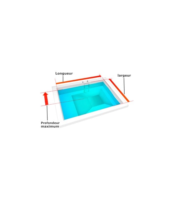 Liner 75/100 gris pour piscine Rectangulaire Tronc de pyramide avec marche de sécurité (sur mesure)