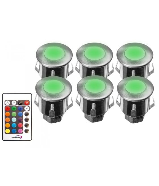 Kit 6 mini spots LED inox encastrables RGB