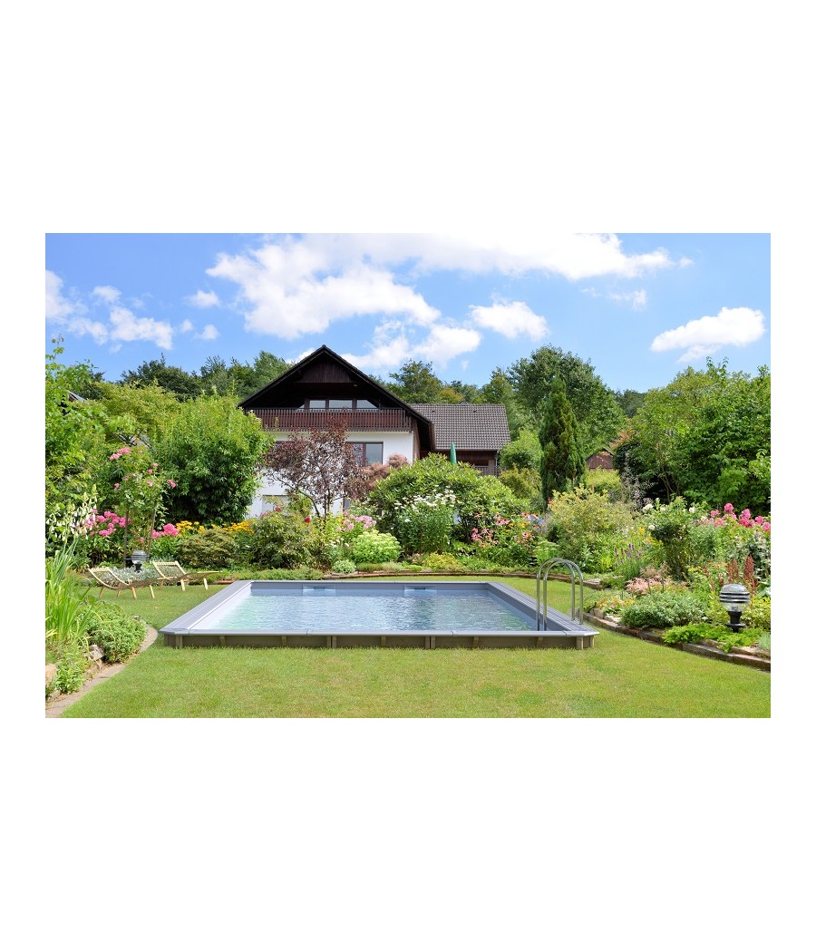Piscine bois rectangulaire 8.00 x 4.00m x 1.46m avec liner gris