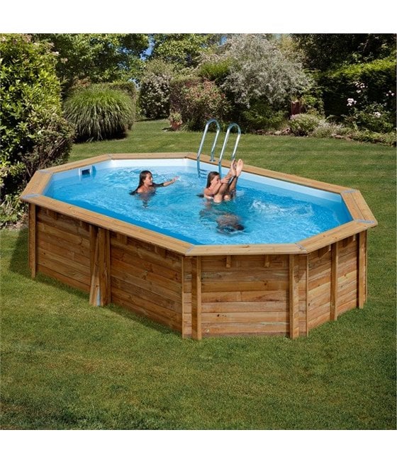 Piscine Bois Sunbay modèle Avocado - Octogonale allongée 6.56 x 4.56m