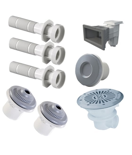 Kit pièces à sceller pour piscine enterrée liner 8m x 4m – Gris Clair