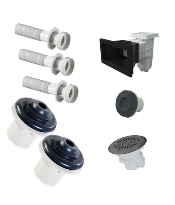 Kit pièces à sceller pour piscine enterrée liner 8mx4m Gris Anthracite