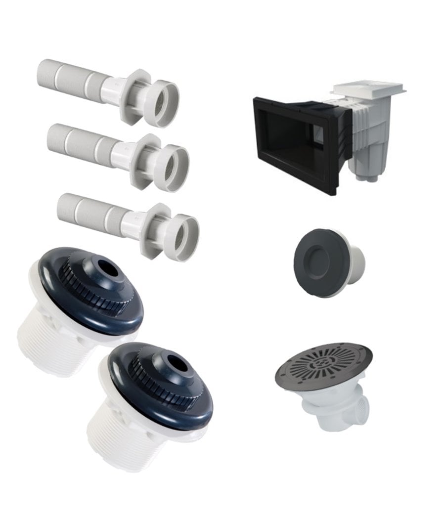 Kit pièces à sceller pour piscine enterrée liner 8mx4m Gris Anthracite