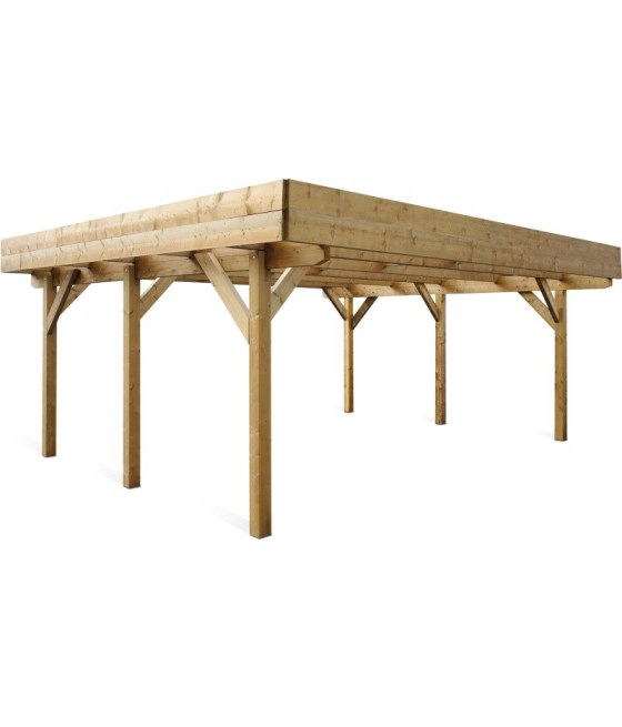 Carport en bois Evolution 2 pour 2 voitures - L 521 x lg 600 x H 246 cm