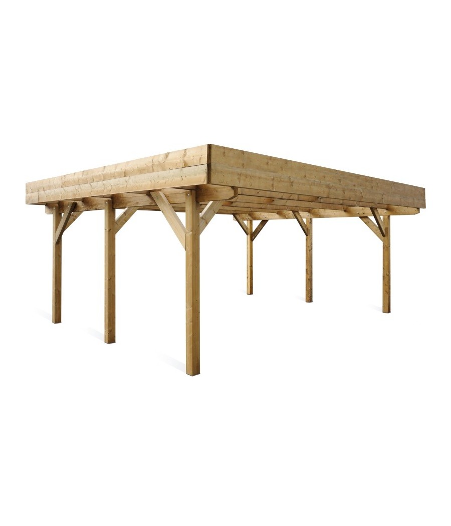Carport en bois Evolution 2 pour 2 voitures - L 521 x lg 600 x H 246 cm