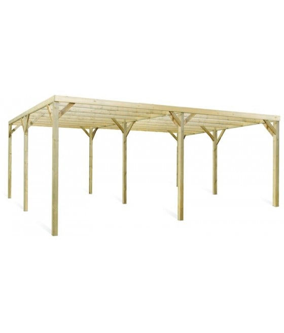 Carport en bois Monza Due pour 2 voitures - L 600 x lg 500 x H 241 cm