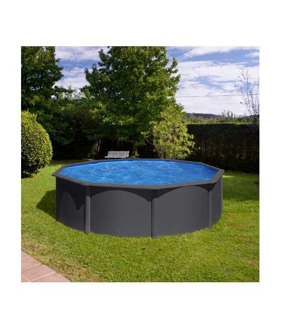 Piscine hors sol acier anthracite Louko -Ronde D. 3.50m - H 1.20m