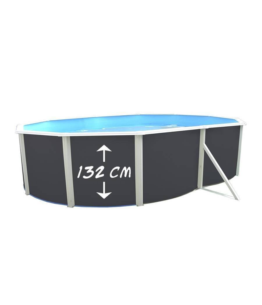 Piscine hors sol ovale Anthracite PRESTIGE 7.30m x 3.66m x H1.32m