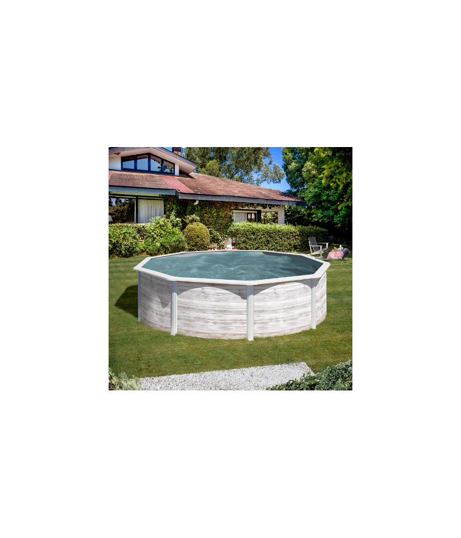 Piscine hors sol acier aspect bois nordique -Ronde D. 2.40m - H 1.20m