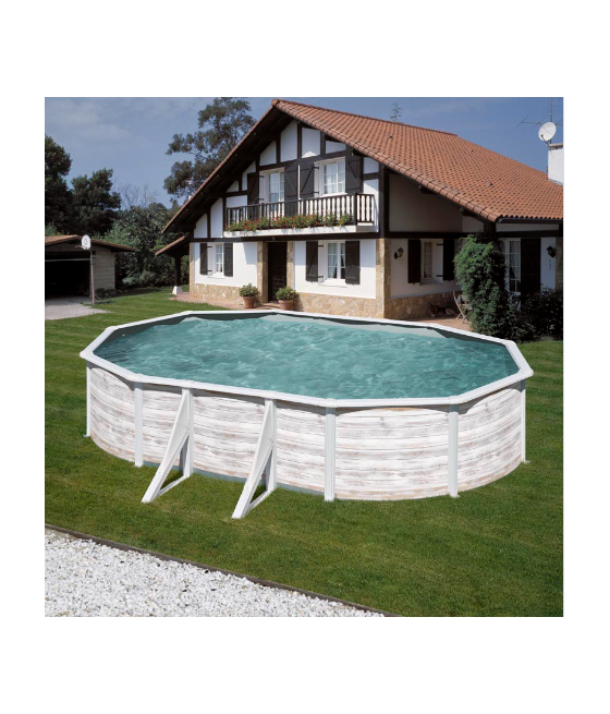 Piscine hors sol acier imitation bois nordique 500 x 300