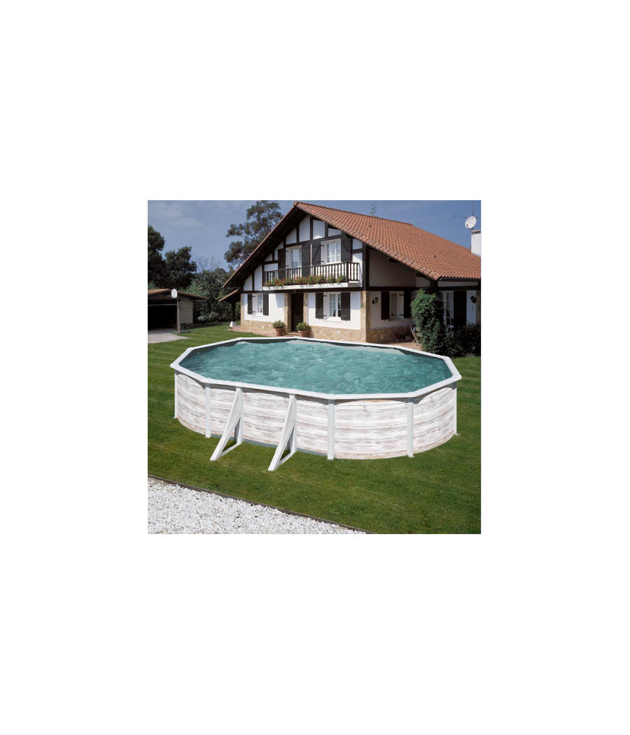 Piscine hors sol acier imitation bois nordique 500 x 300