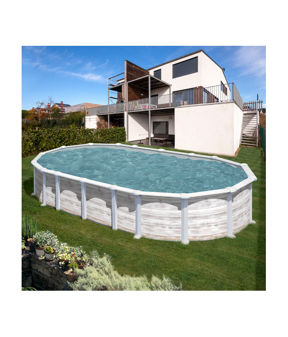 Piscine hors sol acier imitation bois nordique 500 x 300