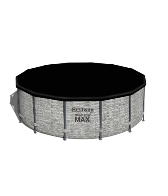 Piscine tubulaire ronde Bestway Steel Pro Max D 4.88m H 1.22m aspect pierres