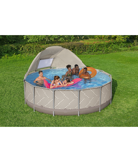 Piscine tubulaire ronde Bestway Power Steel D. 3.96m H 1.07m motif rayé