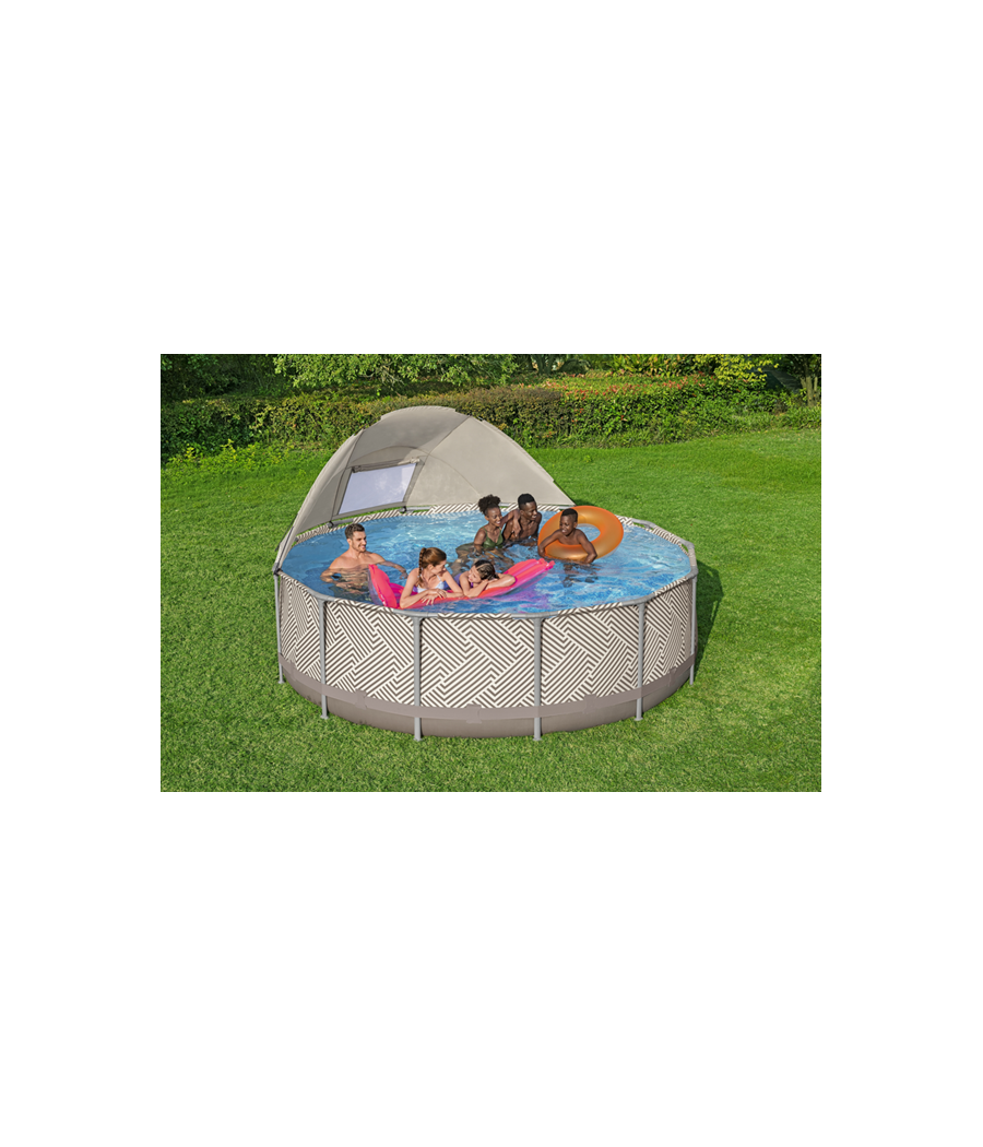 Piscine tubulaire ronde Bestway Power Steel D. 3.96m H 1.07m motif rayé