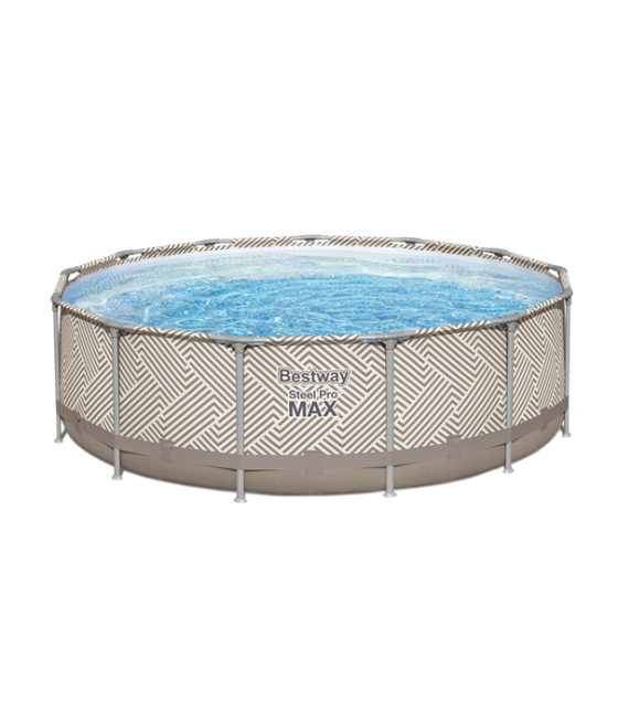 Piscine tubulaire ronde Bestway Power Steel D. 3.96m H 1.07m motif rayé