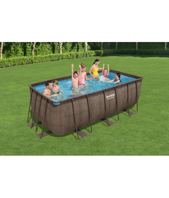 Piscine Hors-sol Quick Up 366 X 91 Cm - Design Rotin Foncé - Anneau Gonflable Auto-stabilisé - Sans Pompe Filtre