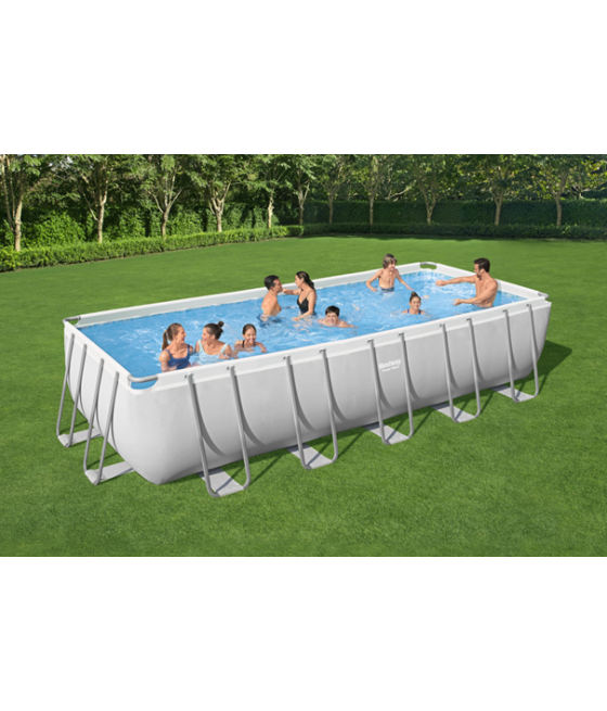 Piscine hors sol rectangle Bestway Power Steel™ 640 x 274 x 132 cm gris clair