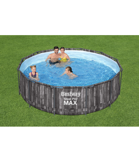 Piscine hors sol ronde Bestway Steel Pro Max™ 366 x 100 cm décor bois