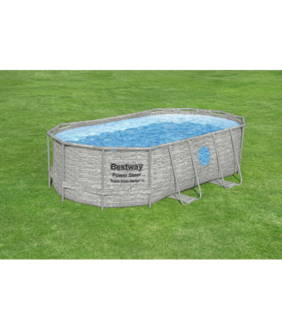 Piscine Bestway Swim Vista Pool ovale 4.27 x 2.50m hauteur 1.00m imitation pierre + hublots