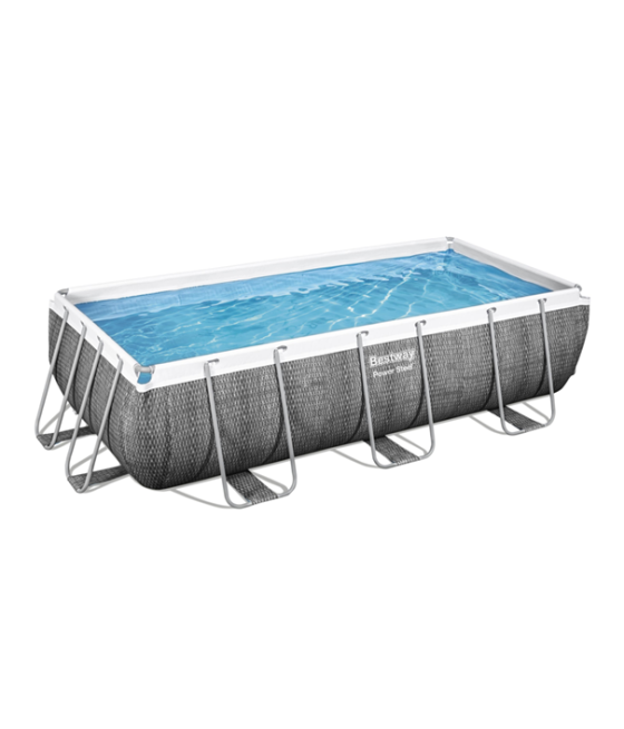 Piscine Bestway Power Steel Frame Pools rectangle 4.04 x 2.01 hauteur 1.00m imitation tressé