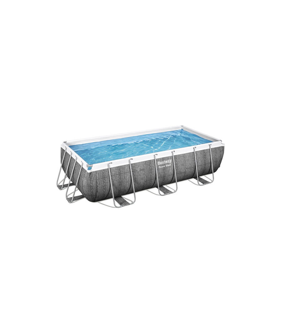 Piscine Bestway Power Steel Frame Pools rectangle 4.04 x 2.01 hauteur 1.00m imitation tressé