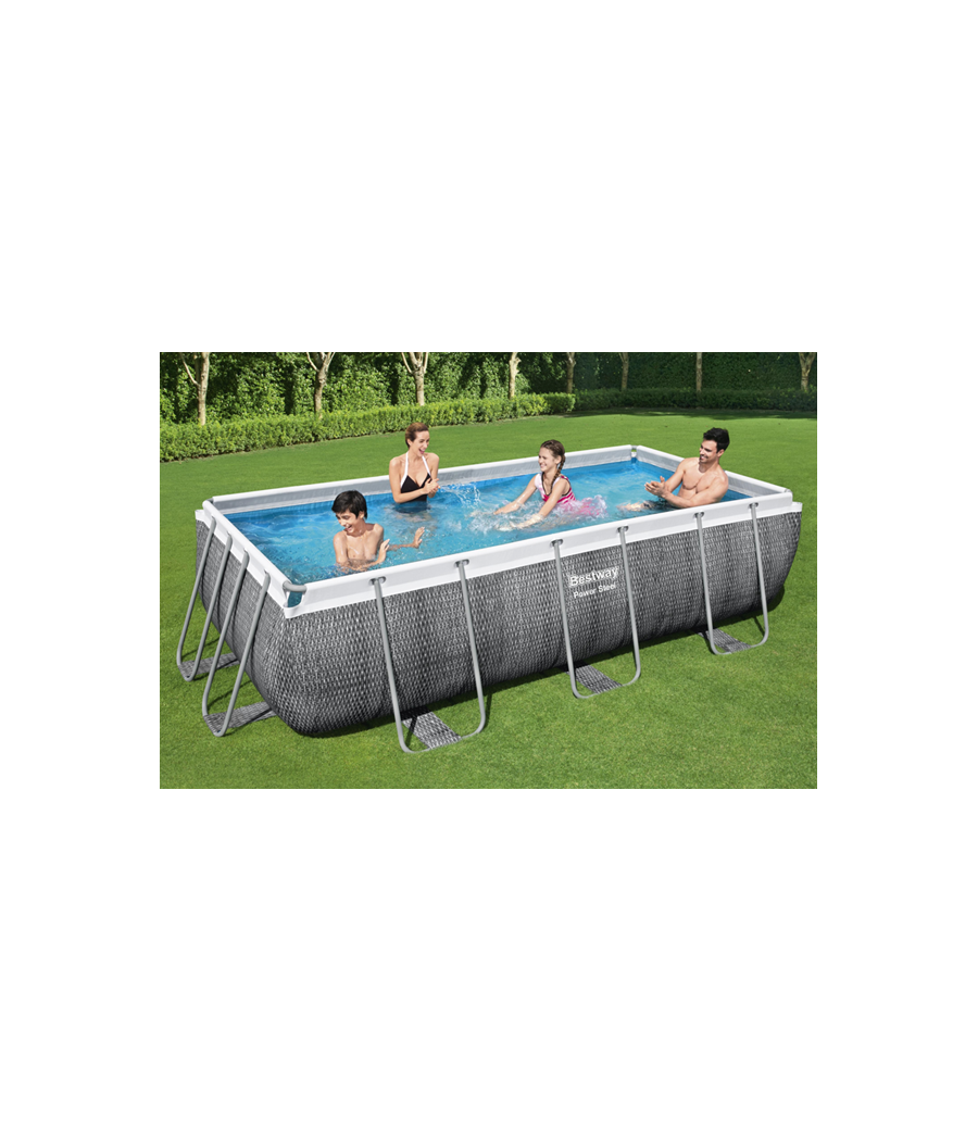 Piscine Bestway Power Steel Frame Pools rectangle 4.04 x 2.01 hauteur 1.00m imitation tressé