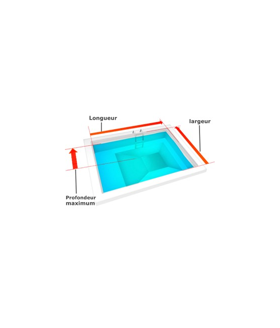Liner 75/100 gris pour piscine Rectangulaire Tronc de pyramide avec marche de sécurité (sur mesure)