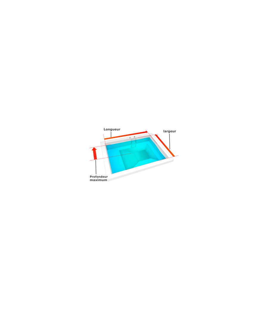 Liner 75/100 gris pour piscine Rectangulaire Tronc de pyramide avec marche de sécurité (sur mesure)