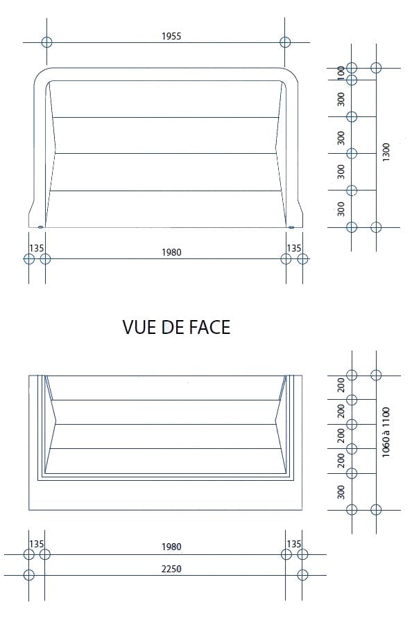 Dimensions escalier carré 2.25m