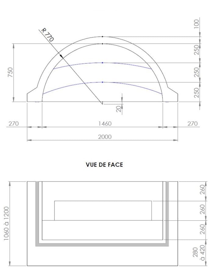 Dimensions escalier roman classic 2.00m